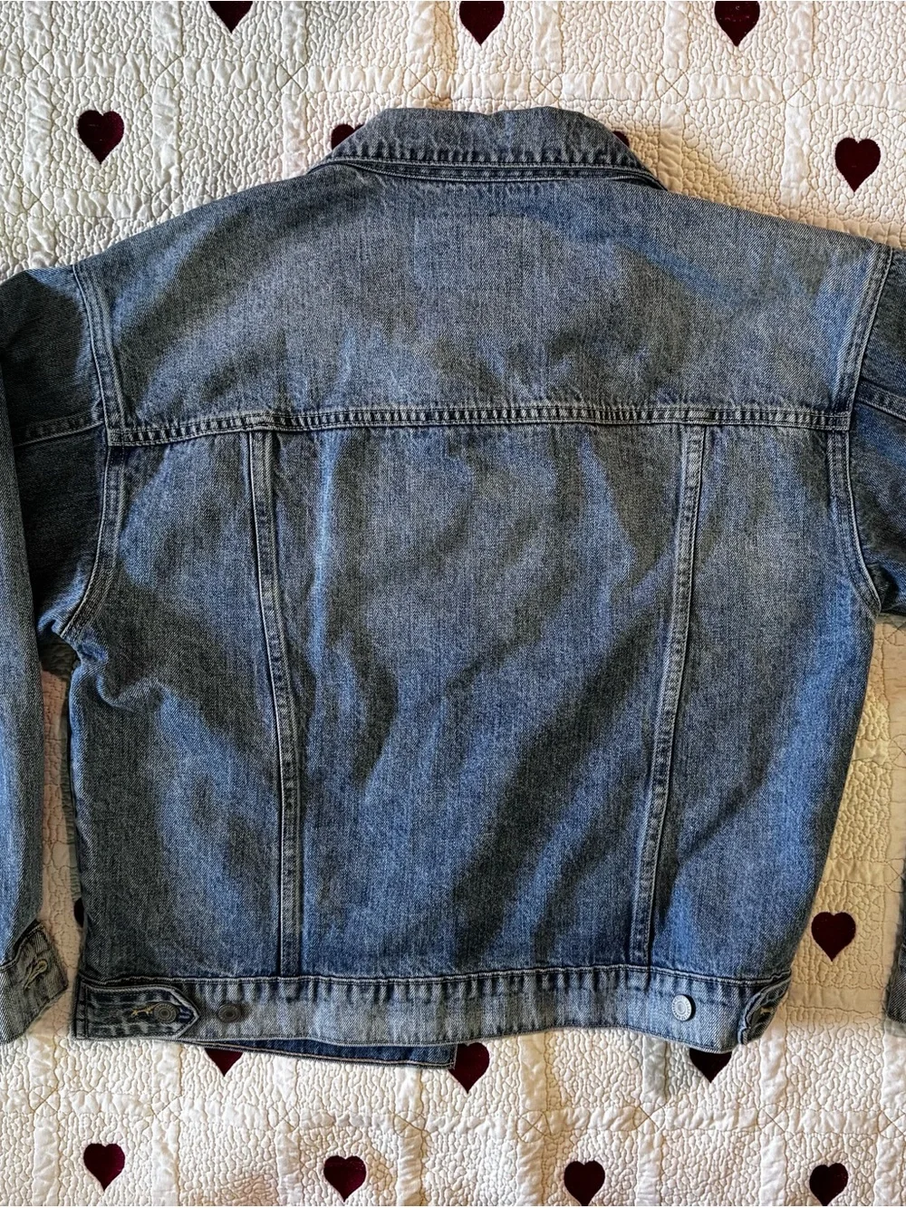 Lucky Brand Denim Jacket with Brown Leather Patch - Picture 3 of 4